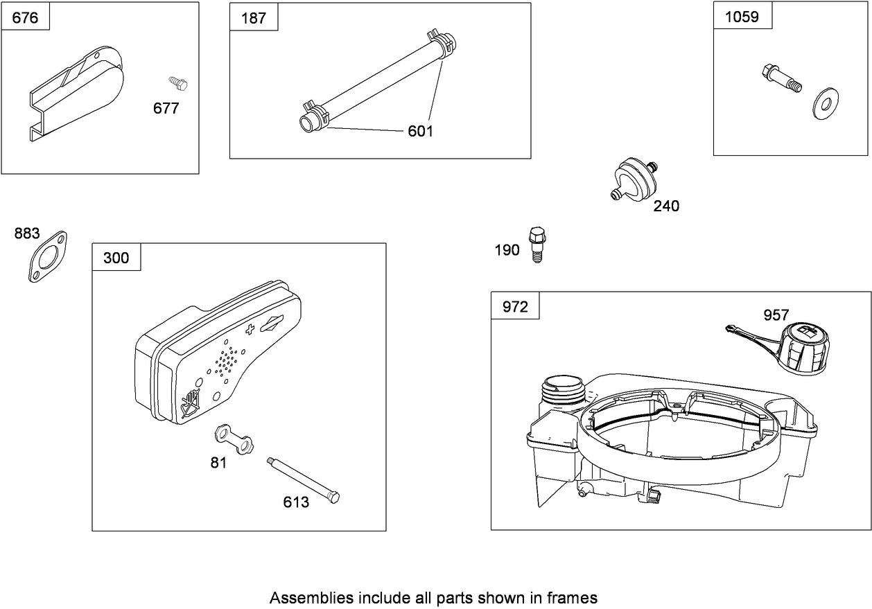 Muffler and Fuel Tank Assembly  Briggs and Stratton 124L02-0126-F1