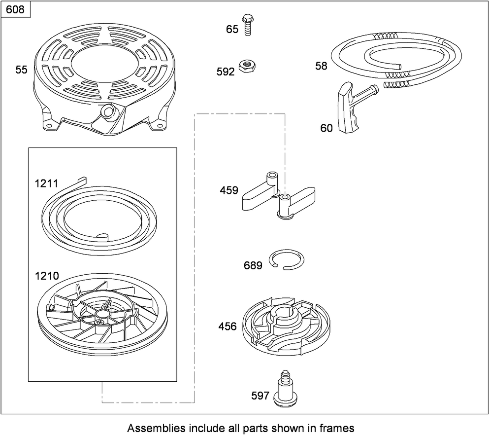 Rewind Starter Assembly  Briggs and Stratton 124L02-0126-F1