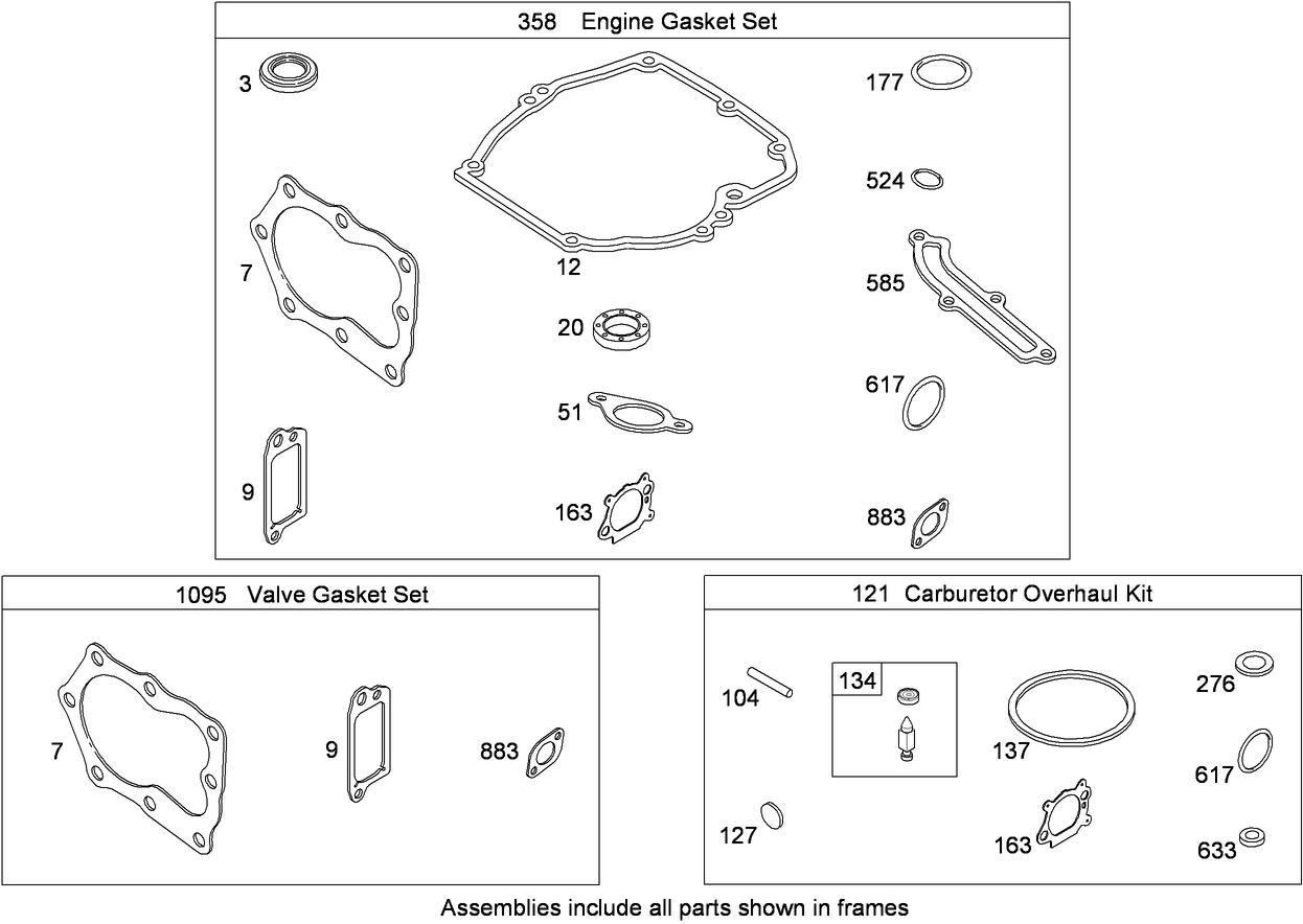 Engine and Valve Gaskets and Carburetor Overhaul Kit  Briggs and Stratton 124L02-0126-F1