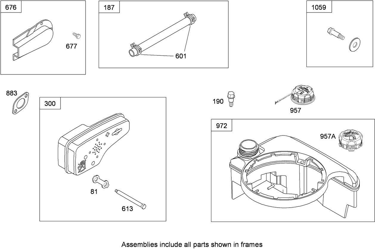 Muffler and Fuel Tank Assembly  Briggs and Stratton 126T02-0256-B1