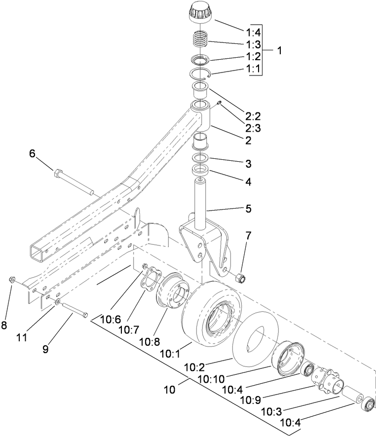 Right and Left Hand Caster Arm and Wheel Assembly