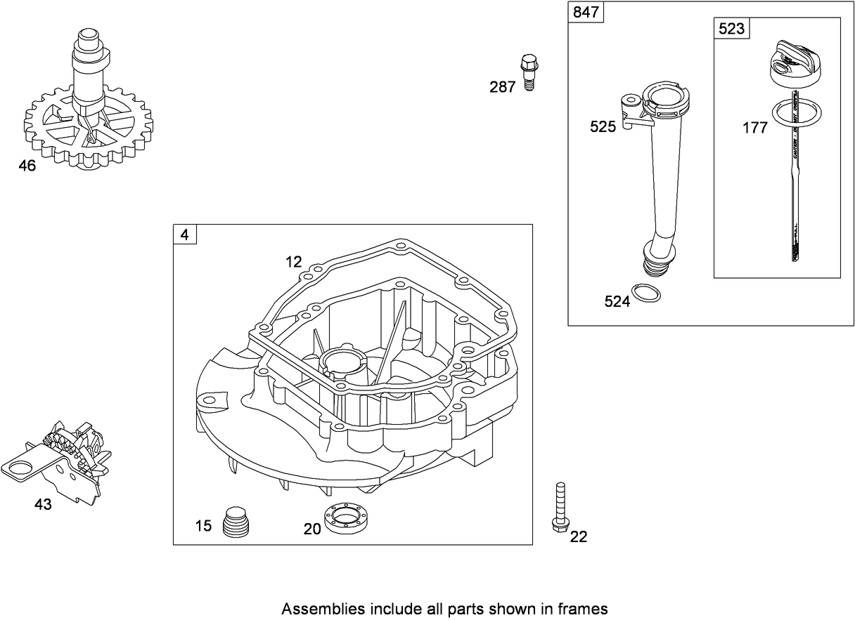 Crankcase Cover and Sump Assembly  Briggs and Stratton 126L02-0120-F1