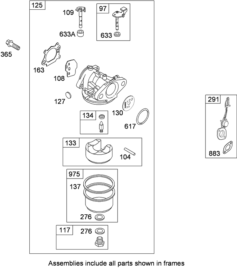 Carburetor and Fuel Tank Assembly  Briggs and Stratton 126L02-0120-F1