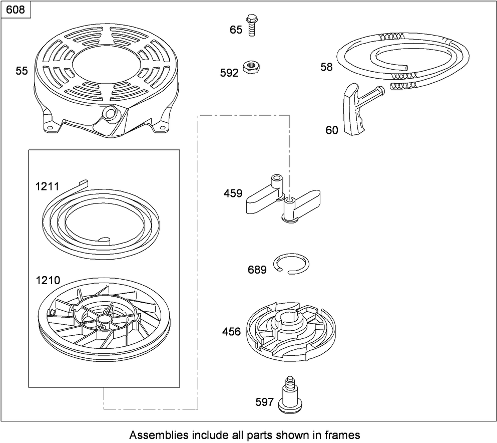 Rewind Starter Assembly  Briggs and Stratton 126L02-0120-F1