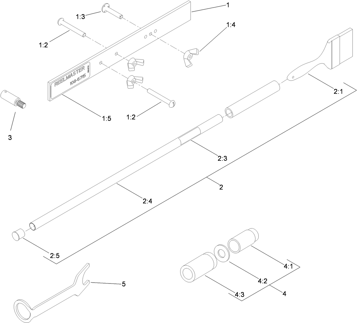 Optional Gauge Bar, Brush, Reel Drive Adapter and Roller Rebuild Tool Kit Assembly
