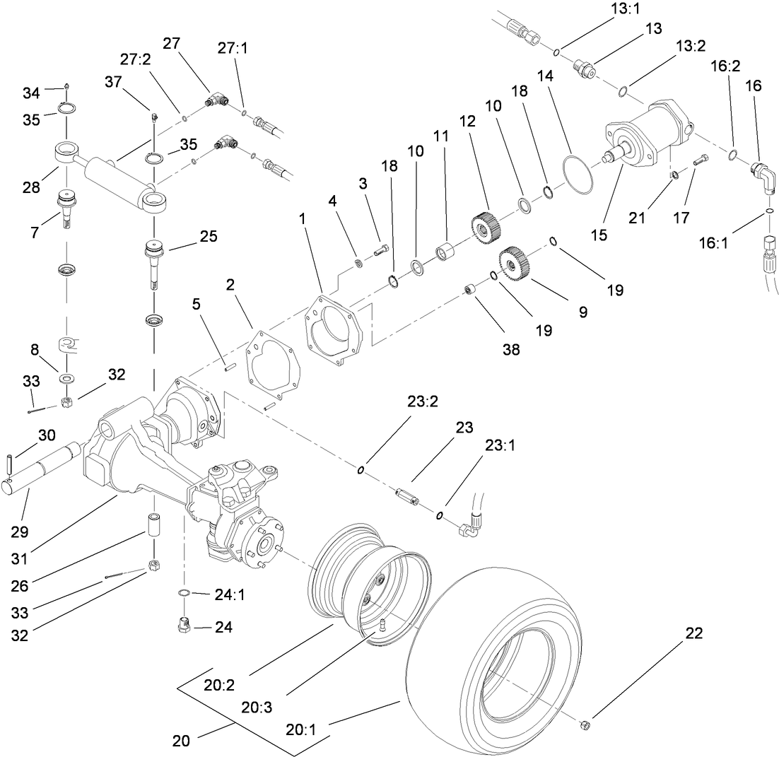 4-Wheel Drive Axle and Power Steering Assembly