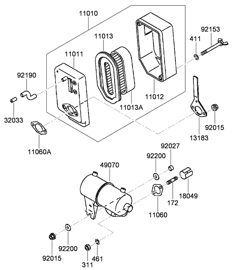 Air Filter and Muffler Assembly