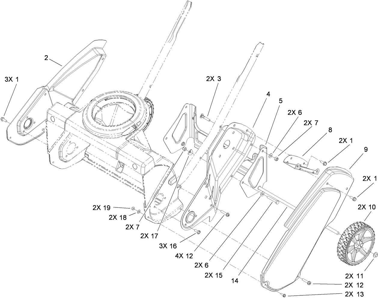 Main Frame and Wheel Assembly