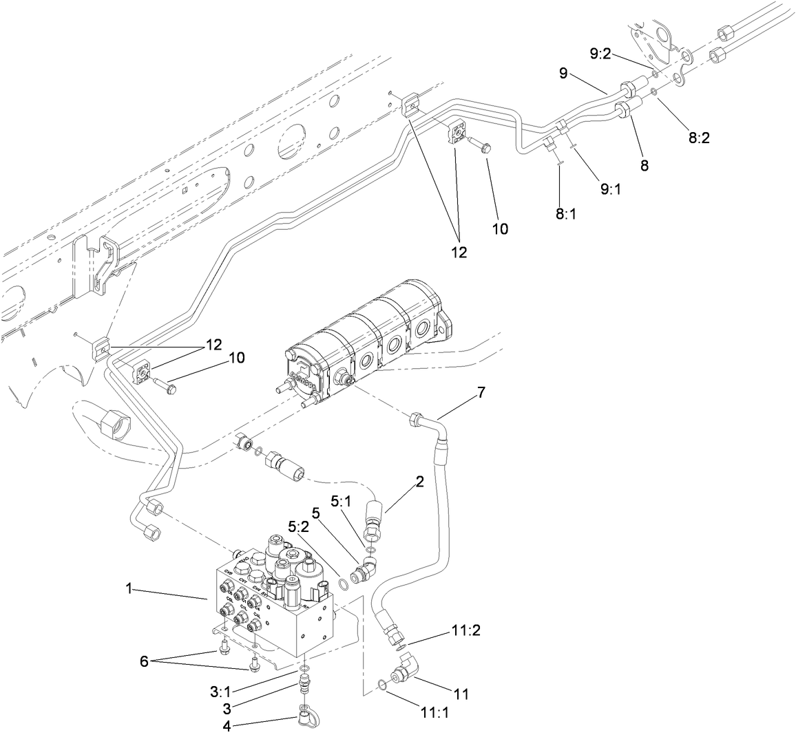 Hydraulic Lift Block and Plumbing Assembly