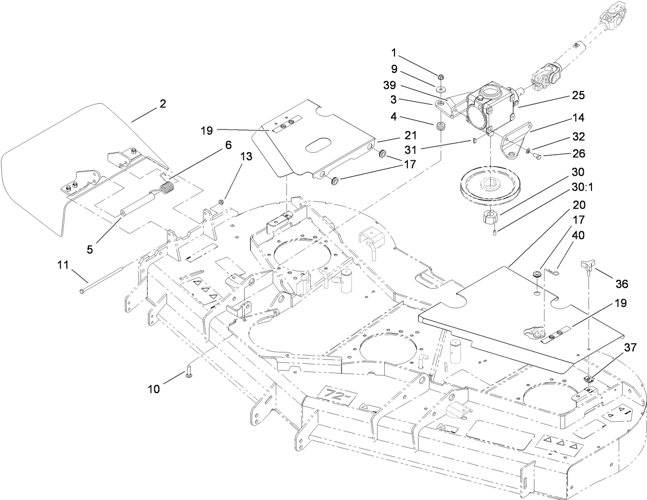 Belt Cover, Gearbox and Baffle Assembly