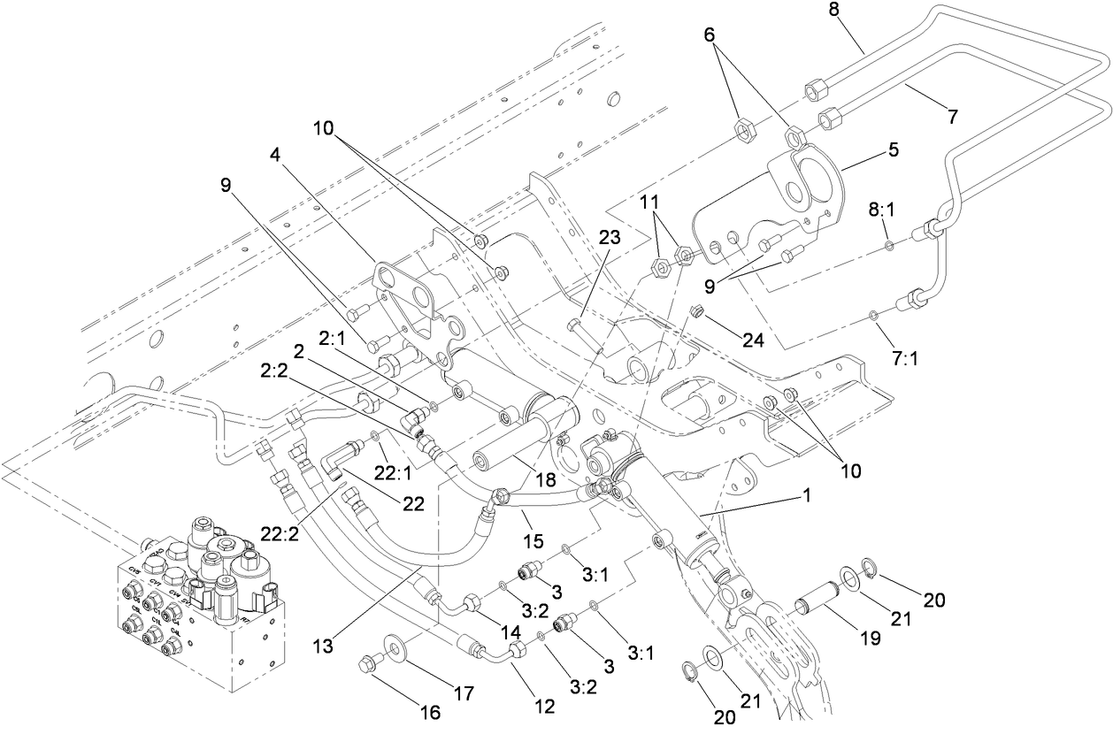 Rear Lift Cylinder and Plumbing Assembly