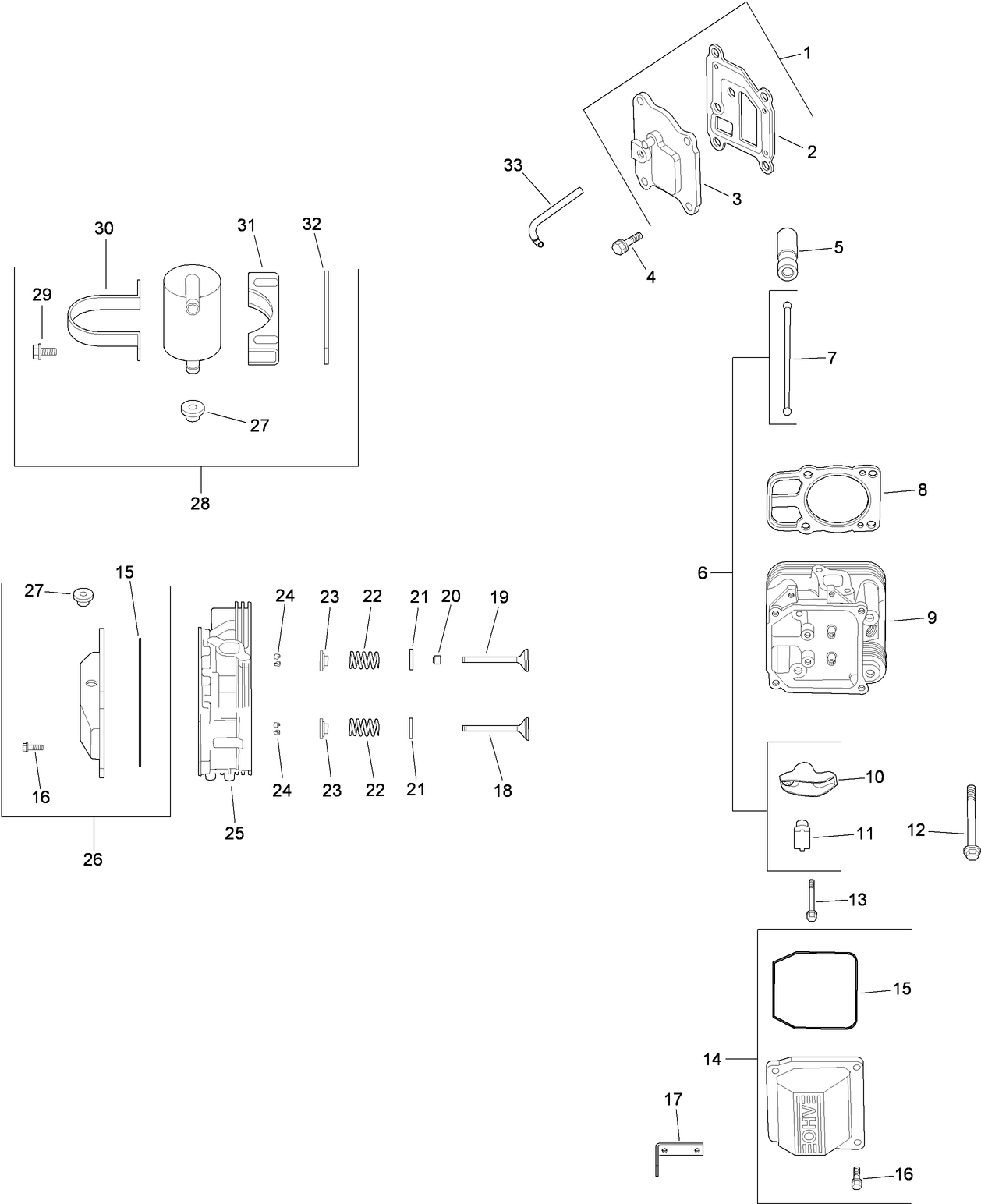 Head, Valve and Breather Assembly  Kohler CV680-3020