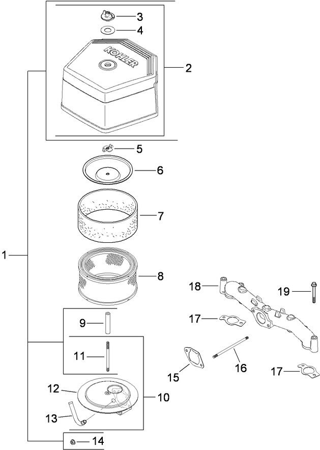 Air Intake and Filtration Assembly  Kohler CV680-3020