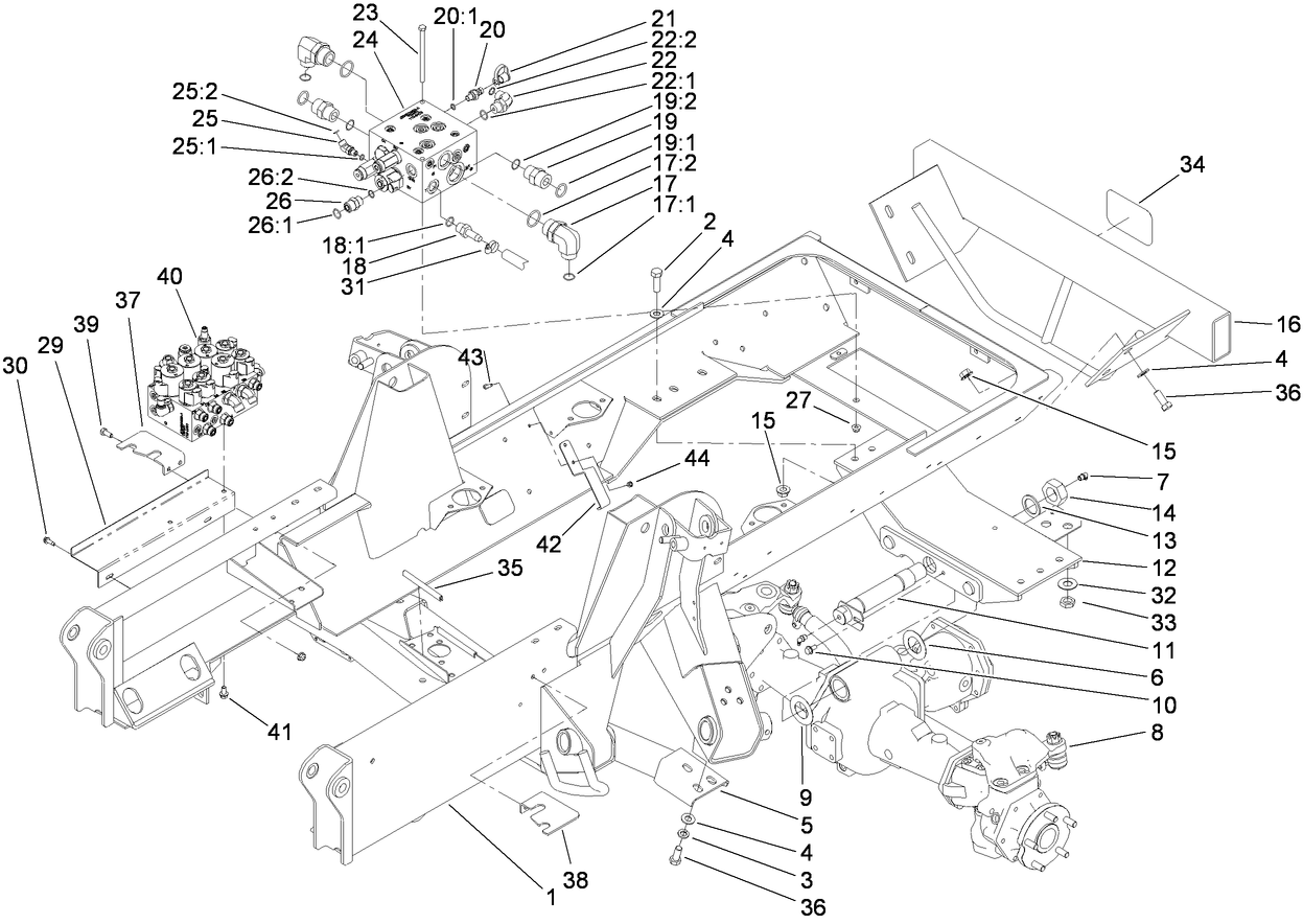 Frame, Rear Axle Mount and Bumper Assembly