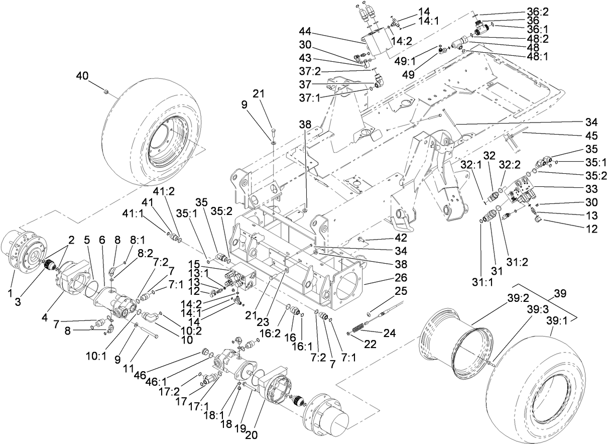 Planetary, Brake and Tire Assembly