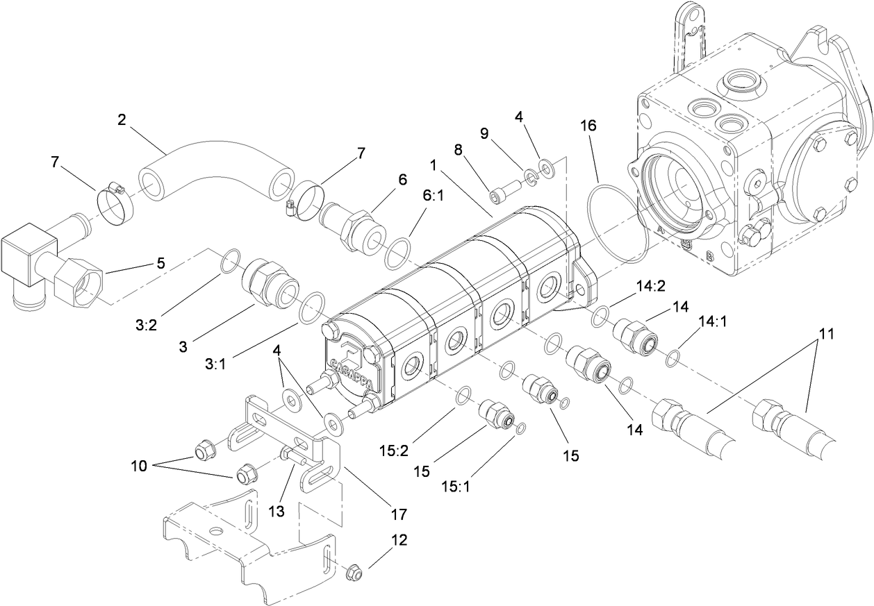 Gear Pump Hydraulic Plumbing Assembly