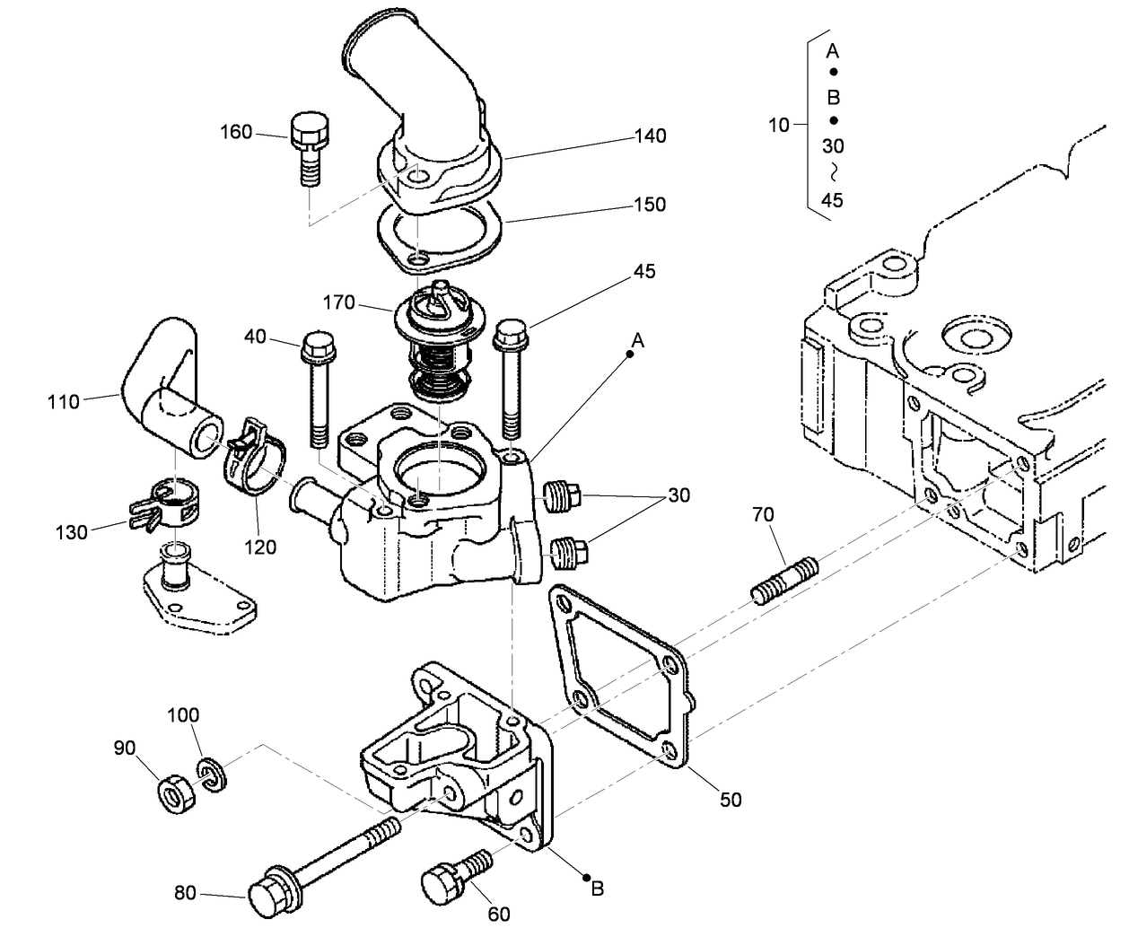 Water Flange and Thermostat Assembly