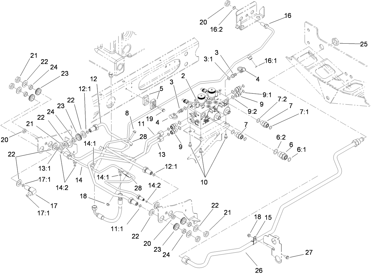 Reel Control Block Hydraulic Plumbing Assembly