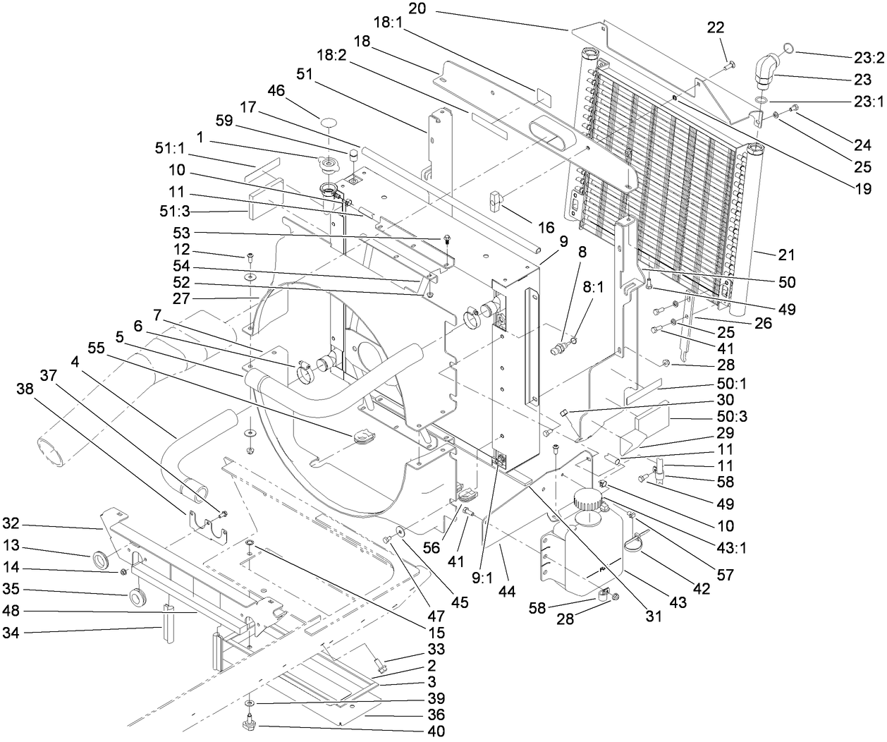 Radiator, Oil Cooler and Support Assembly