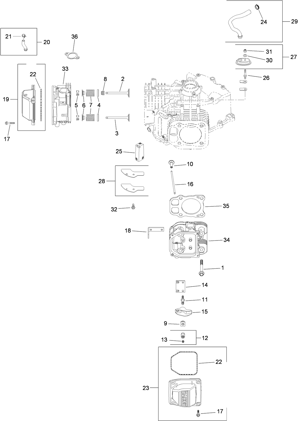 Head, Valve and Breather Assembly  Kohler SV820-0015