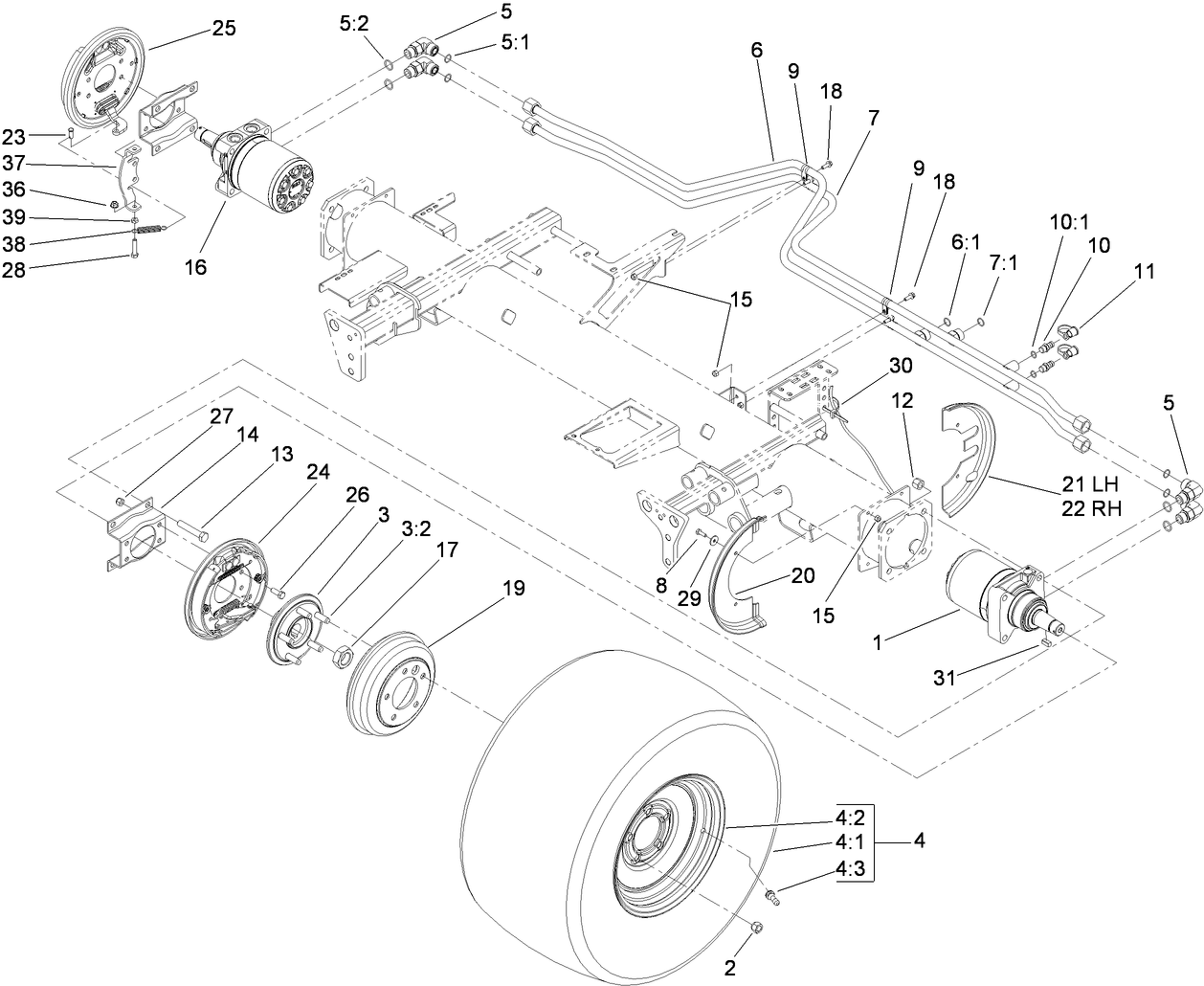 Front Wheel, Brake and Hydraulic Motor Assembly