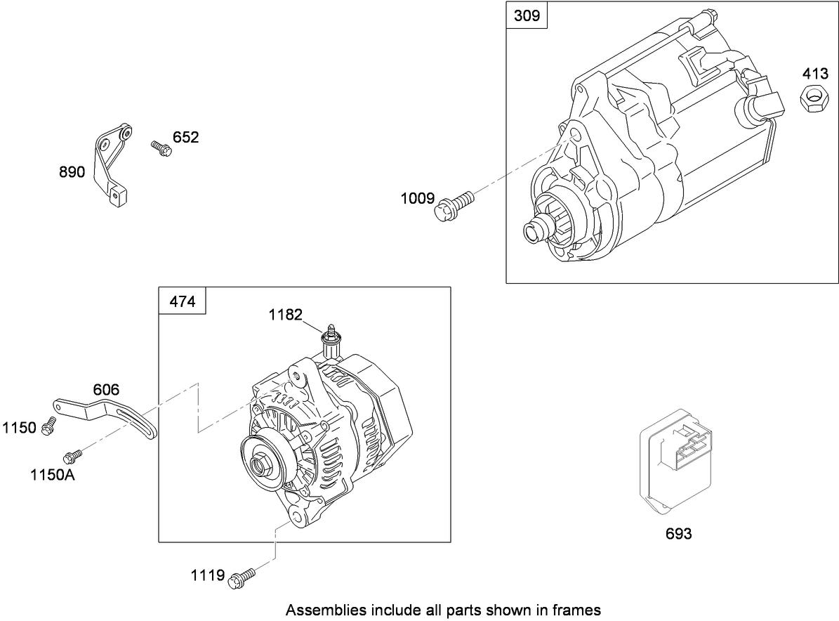 Starter Motor and Alternator Assembly