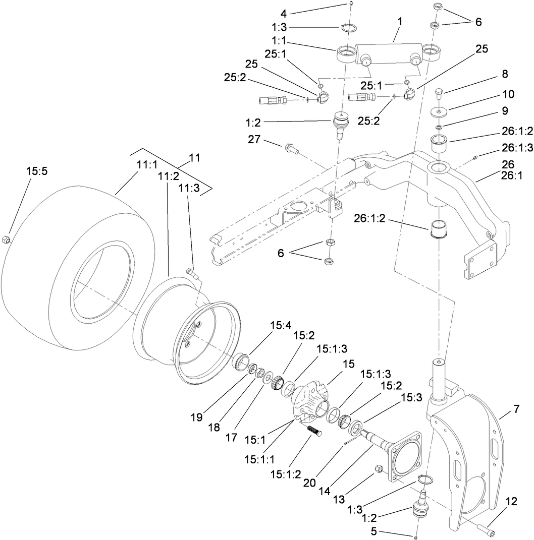 Rear Fork and Tire Assembly