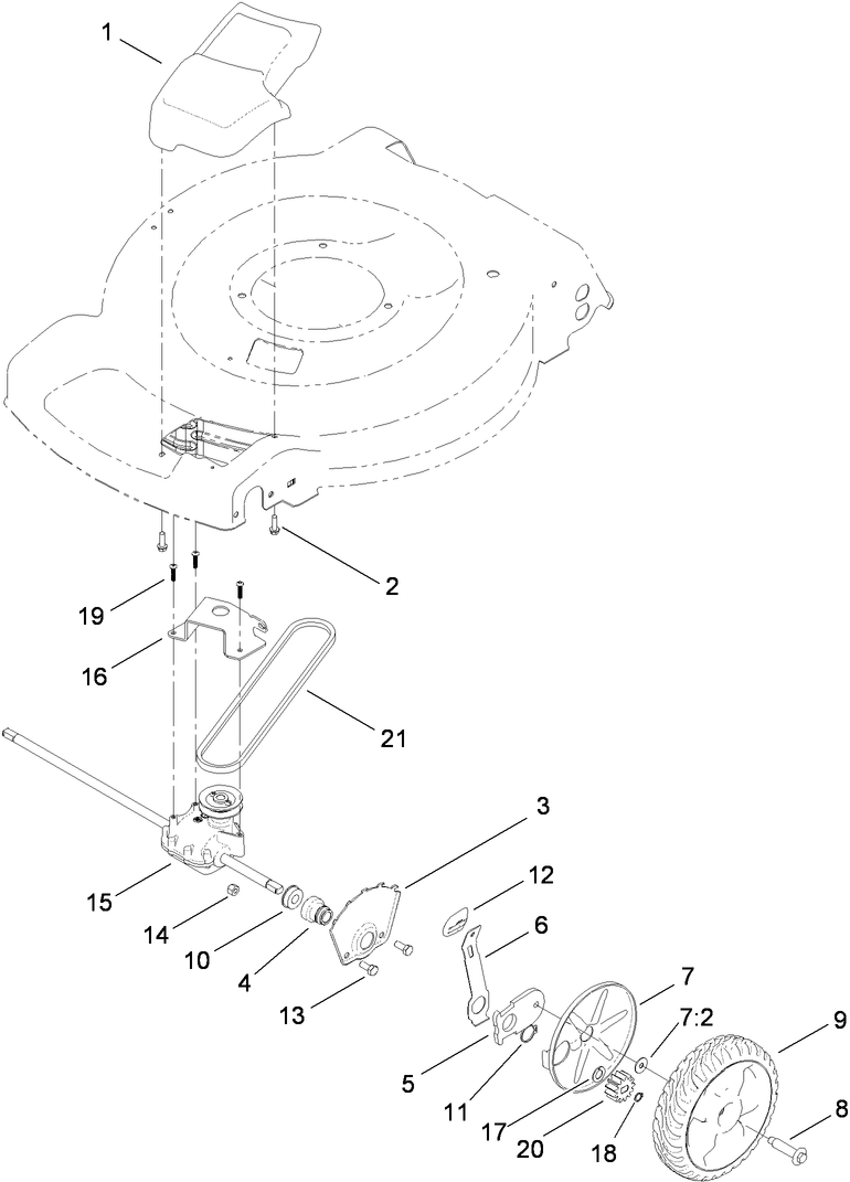 Transmission, Front Wheel and Height-of-Cut Assembly