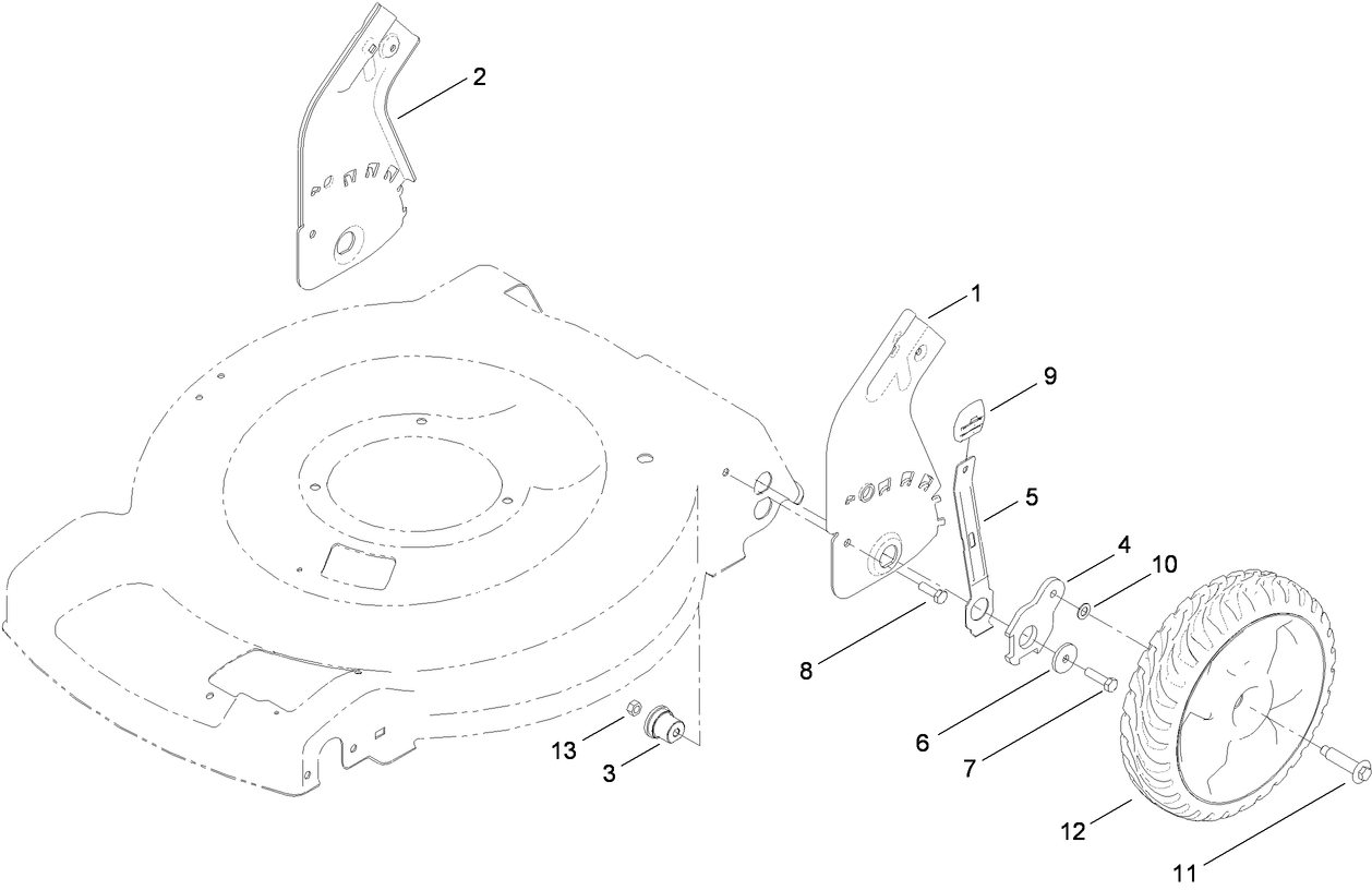 Rear Wheel and Height-of-Cut Assembly