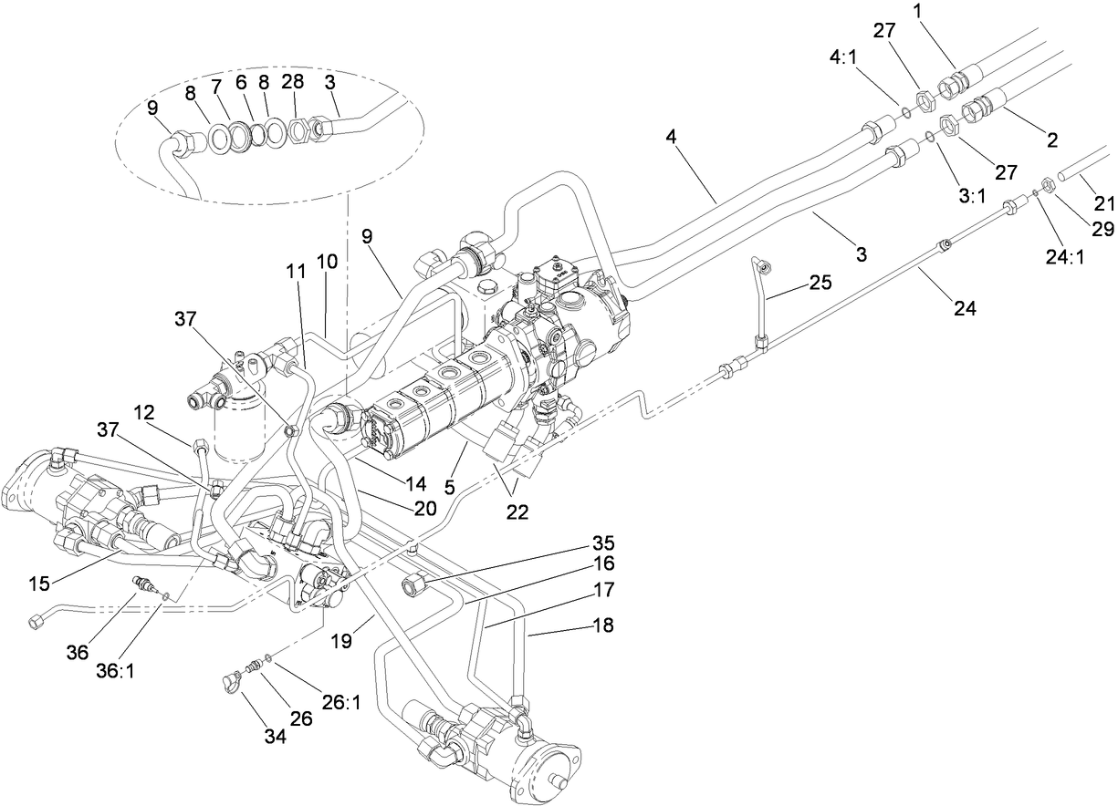 Traction Hydraulic Lines Assembly
