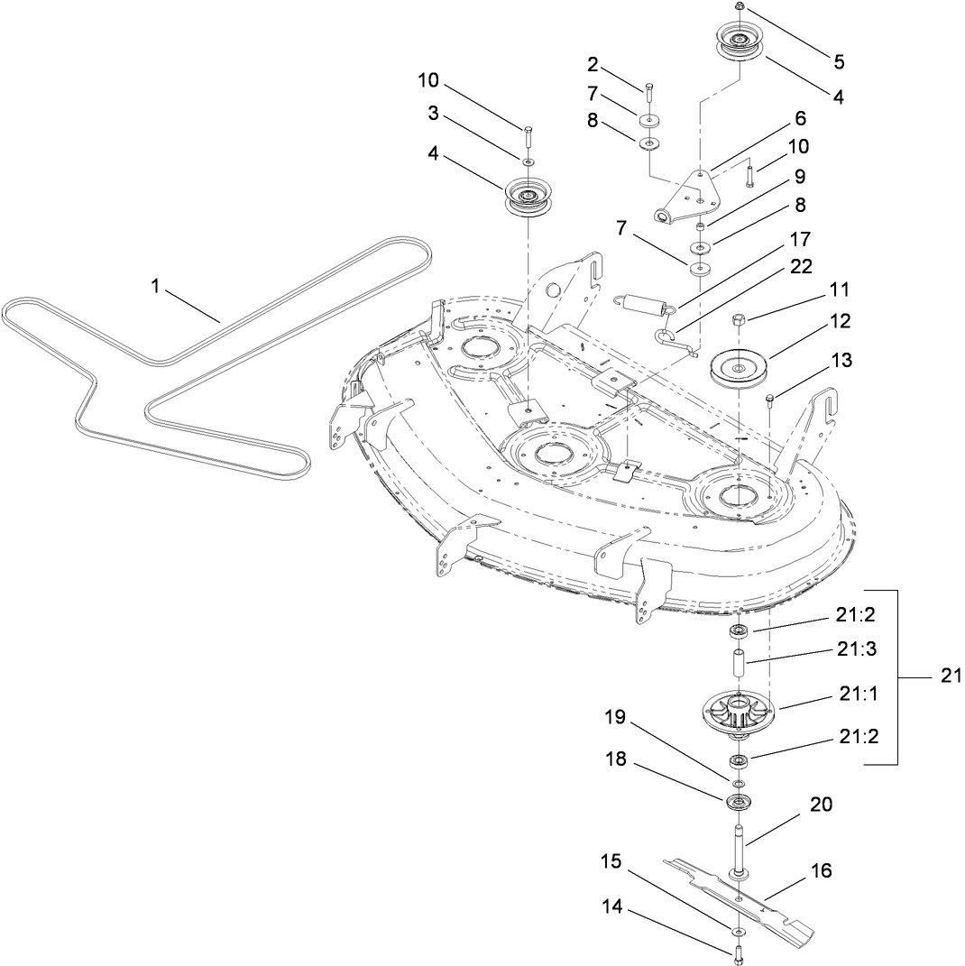 50 Inch Deck Spindle and Blade Assembly