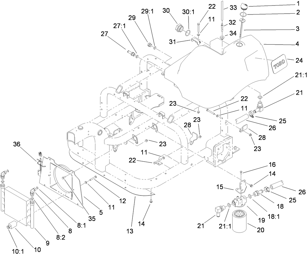 Hydraulic Tank, Filter and Cooler Assembly