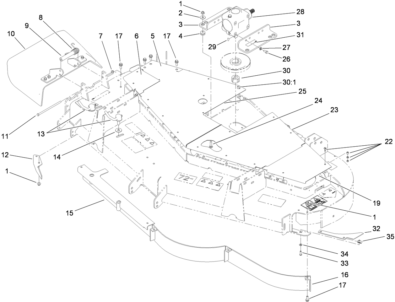 Gearbox, Baffle and Cover Assembly