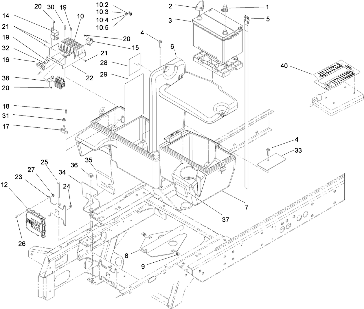 Power Center, Battery and Storage Box Assembly