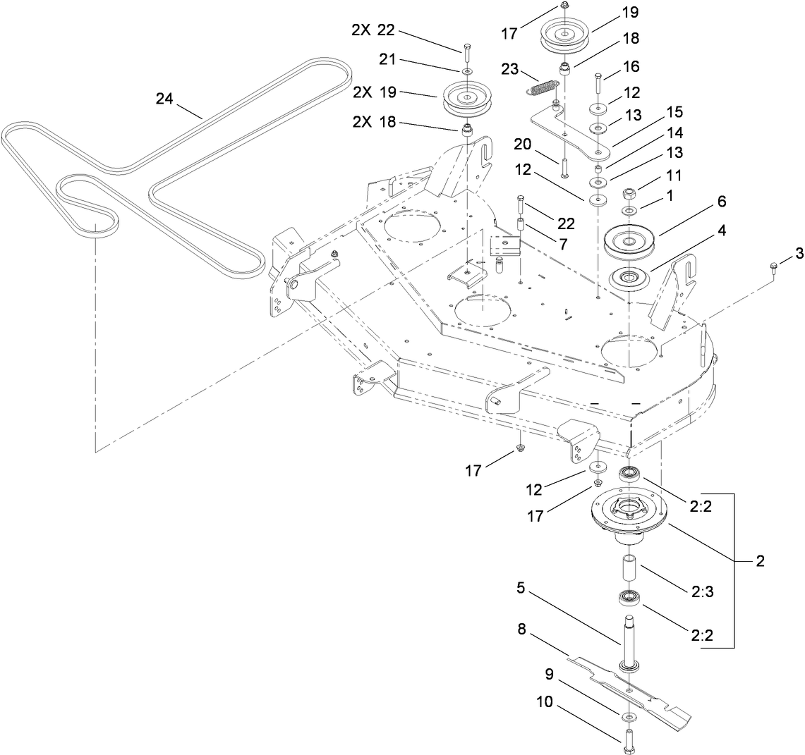 48 Inch Deck Spindle and Belt Drive Assembly