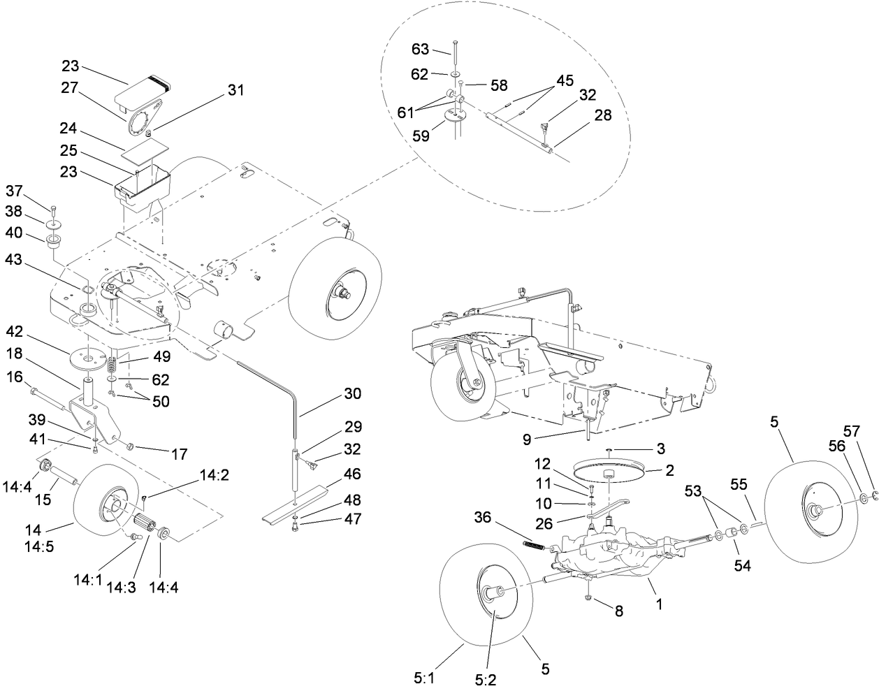 Front Caster and Rear Transaxle Assembly