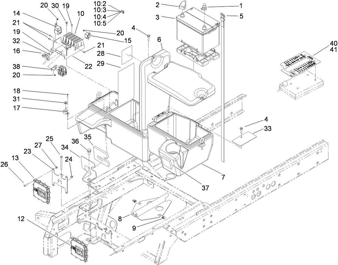 Power Center, Battery and Storage Box Assembly