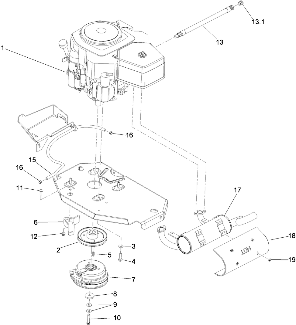 Engine, Clutch and Muffler Assembly
