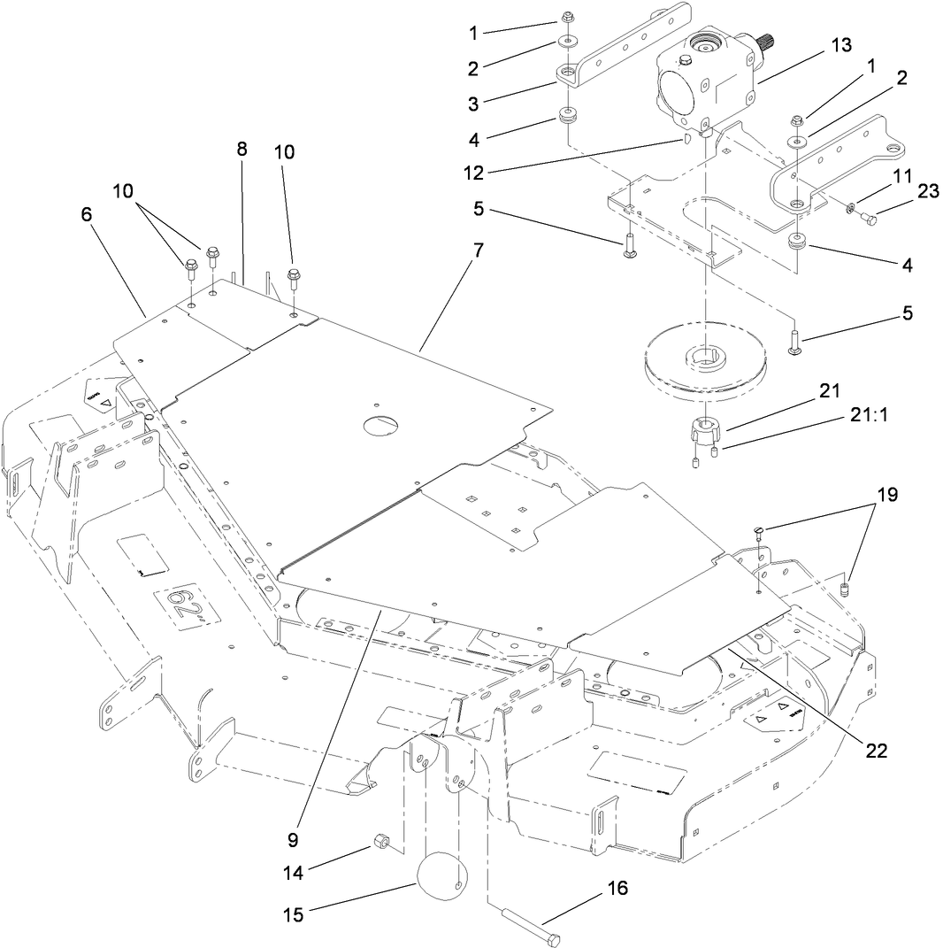 Deck Cover and Gearbox Assembly