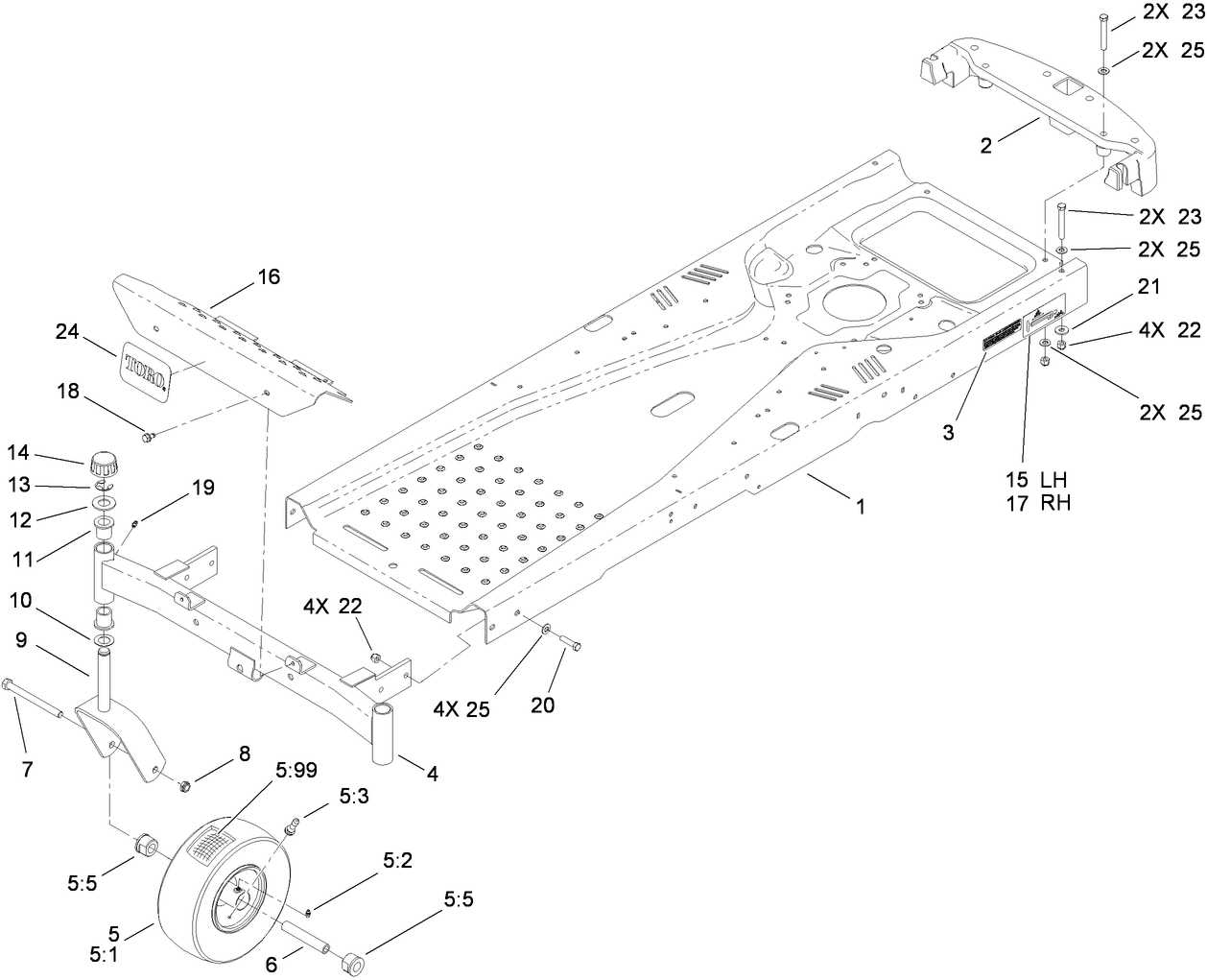Frame and Caster Wheel Assembly