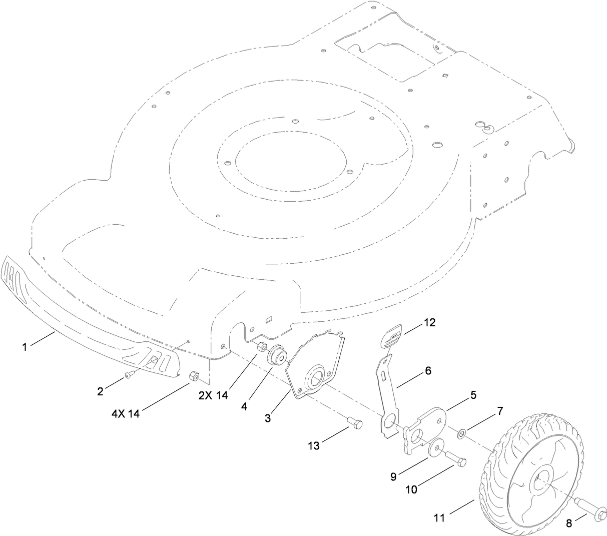 Front Wheel and Height-of-Cut Assembly