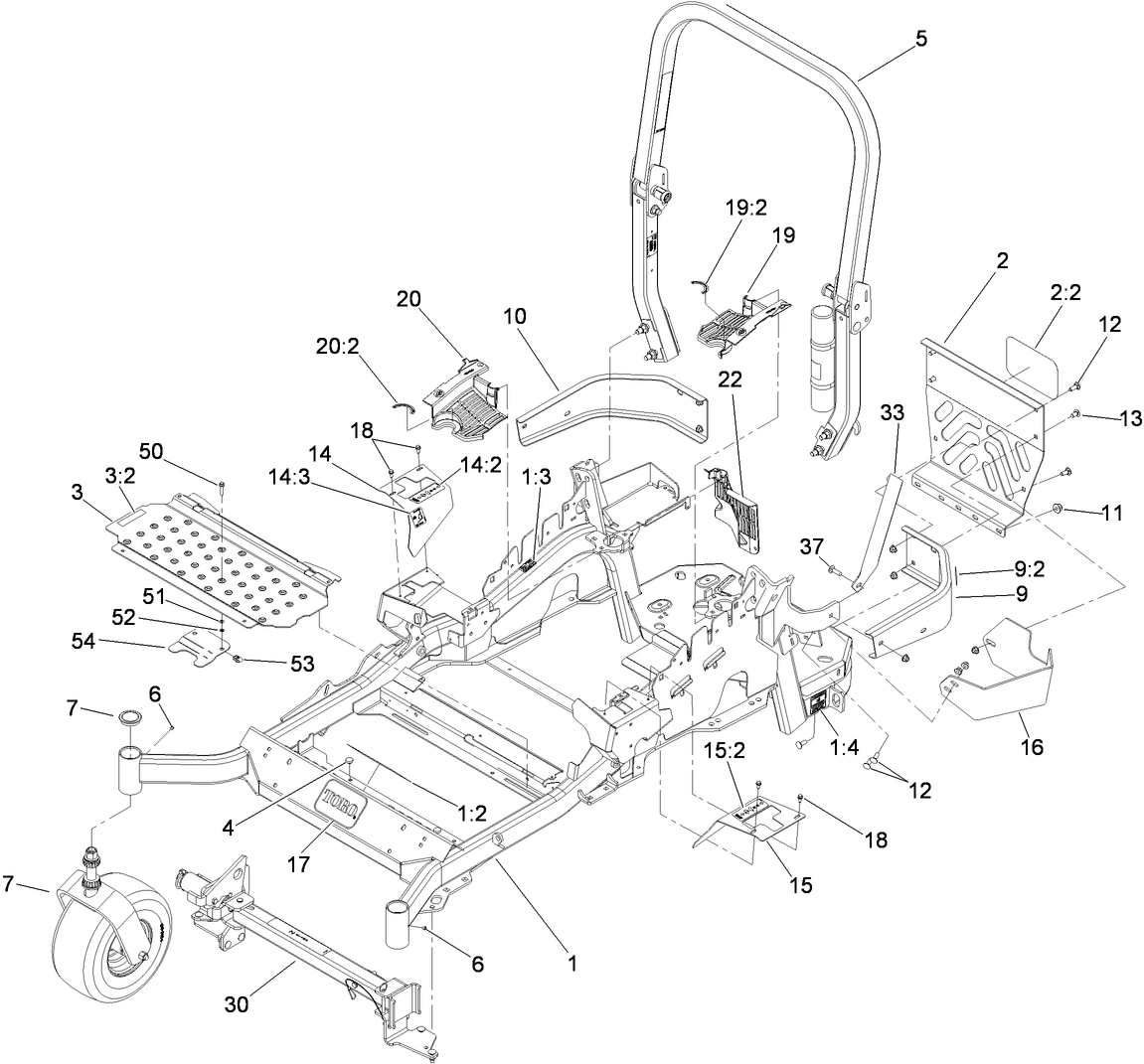 Front Frame and Caster Wheel Assembly