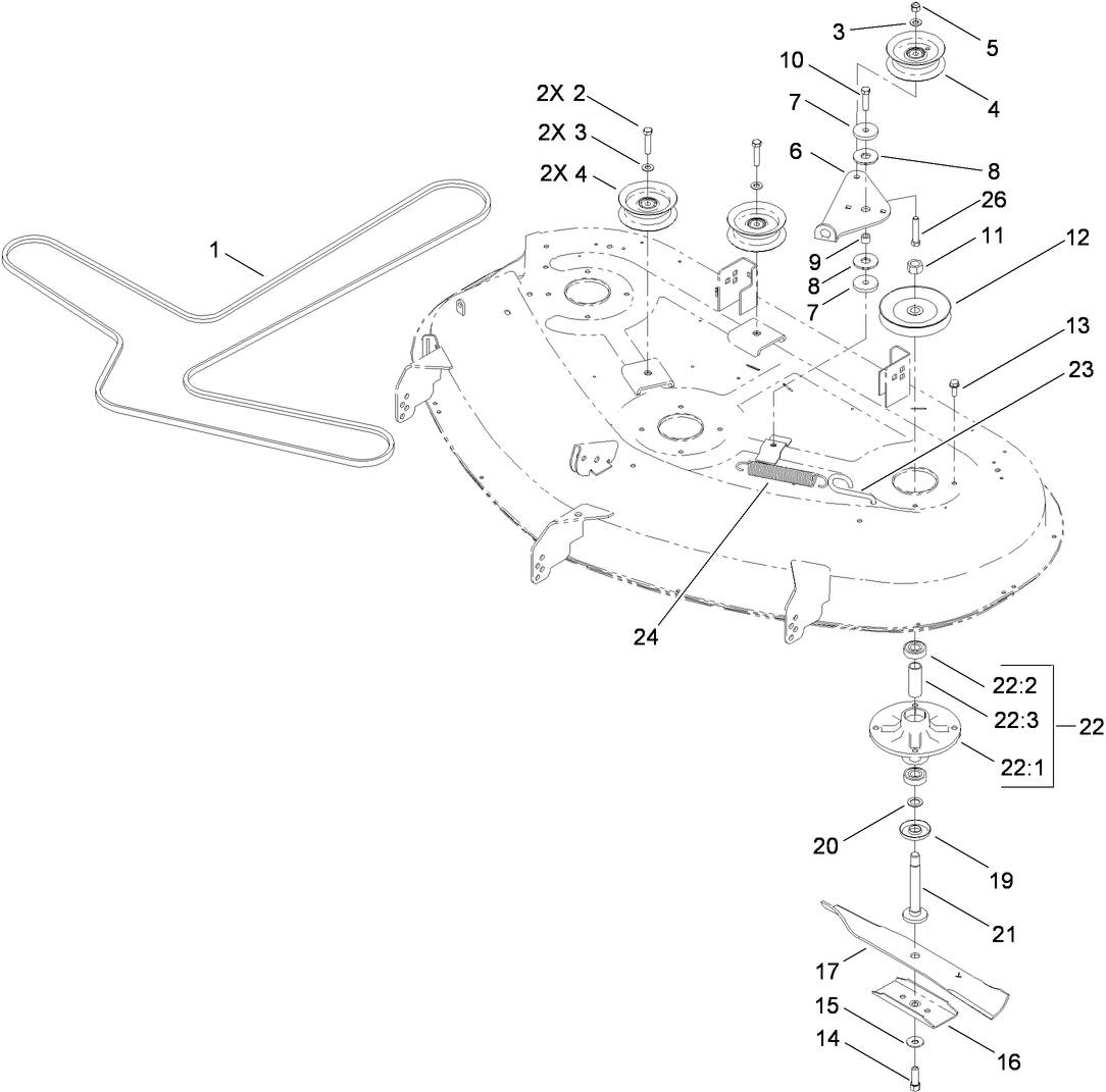 50 Inch Deck Spindle and Blade Assembly