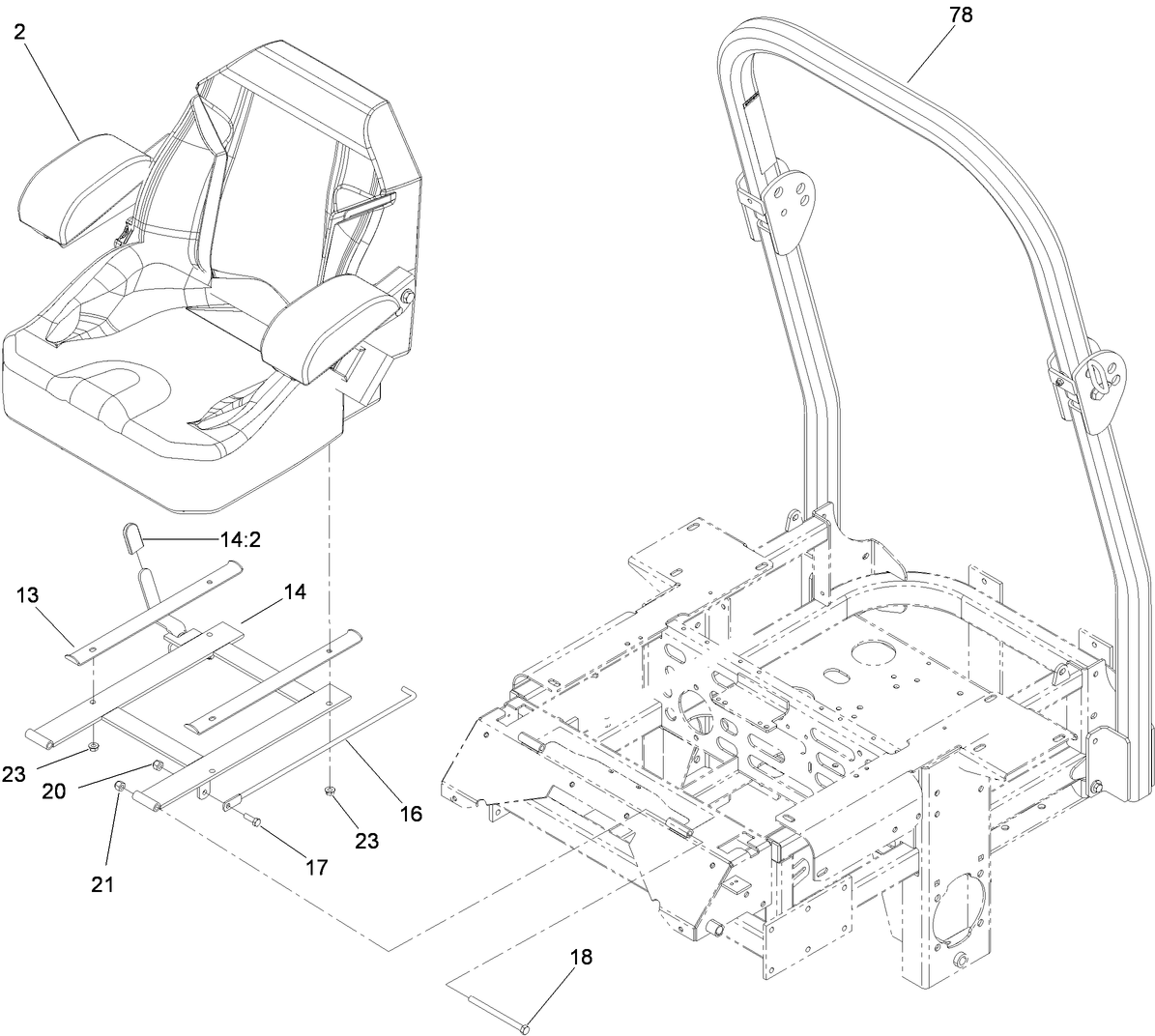Seat and Roll-Over Protection System Assembly