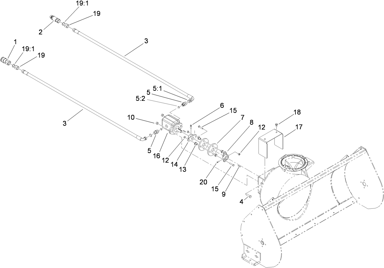 Hydraulic Hose and Motor Assembly