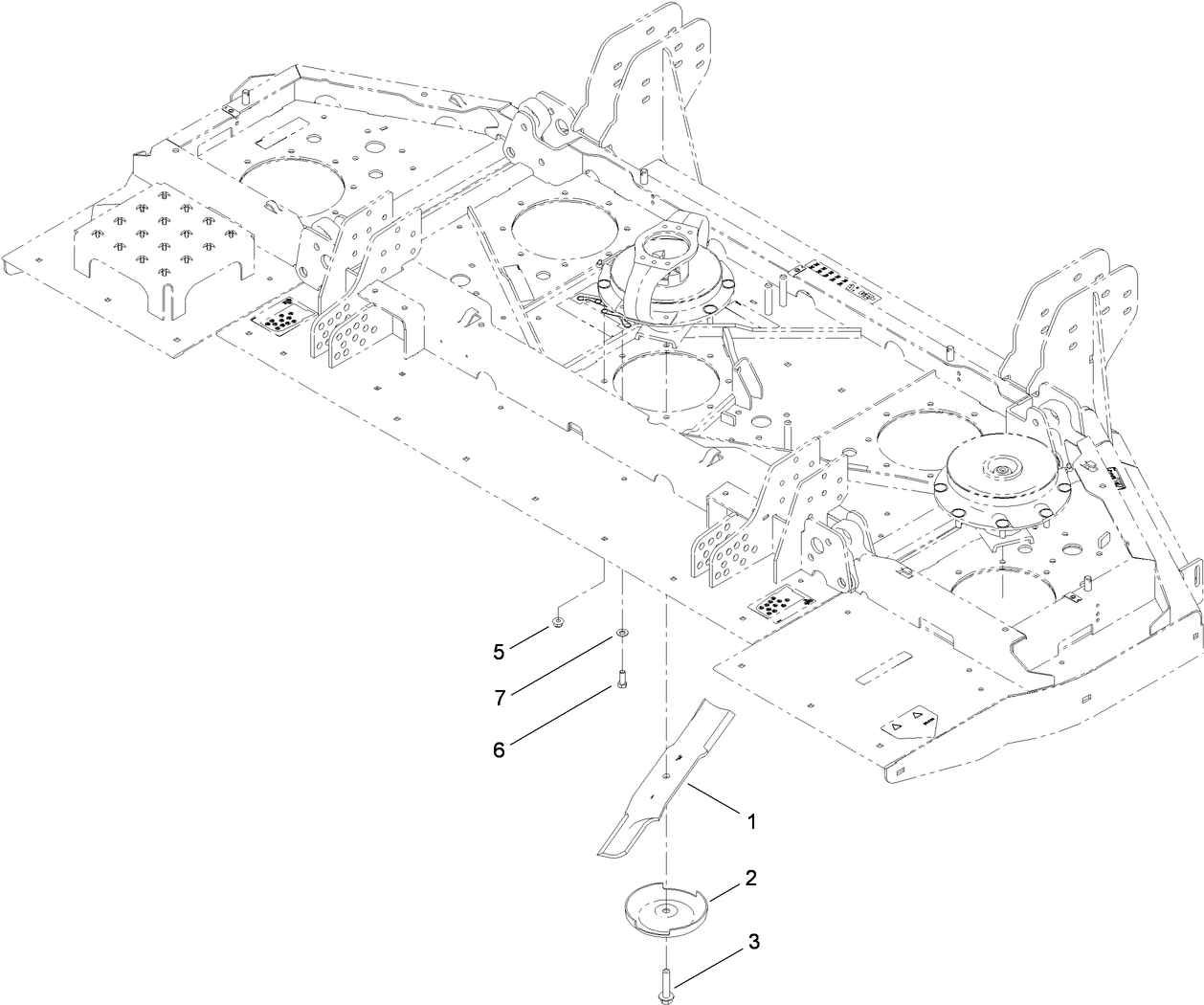 Center Deck Spindle and Blade Assembly