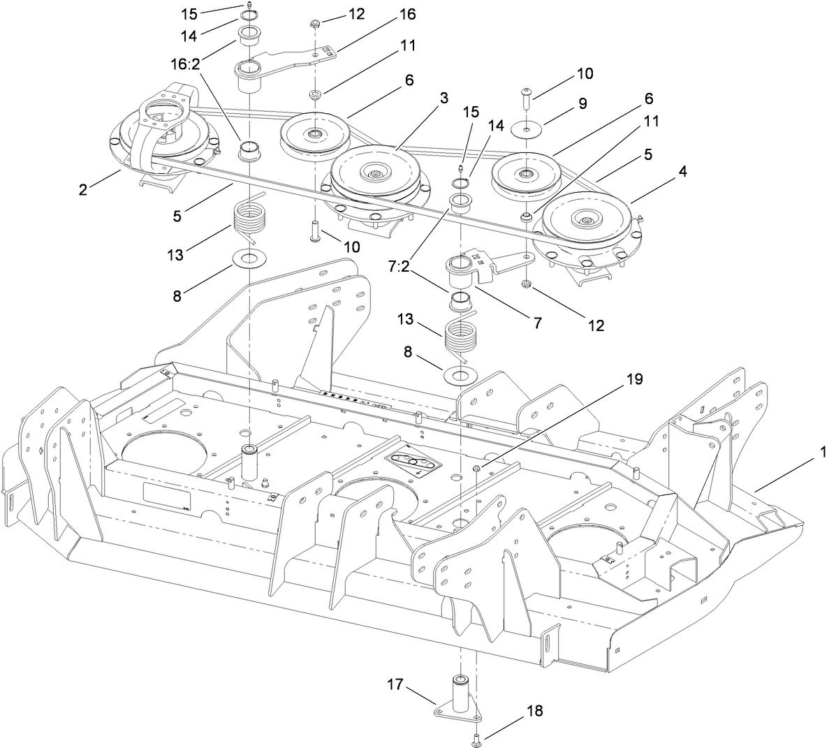 Right Deck Belt and Pulley Assembly