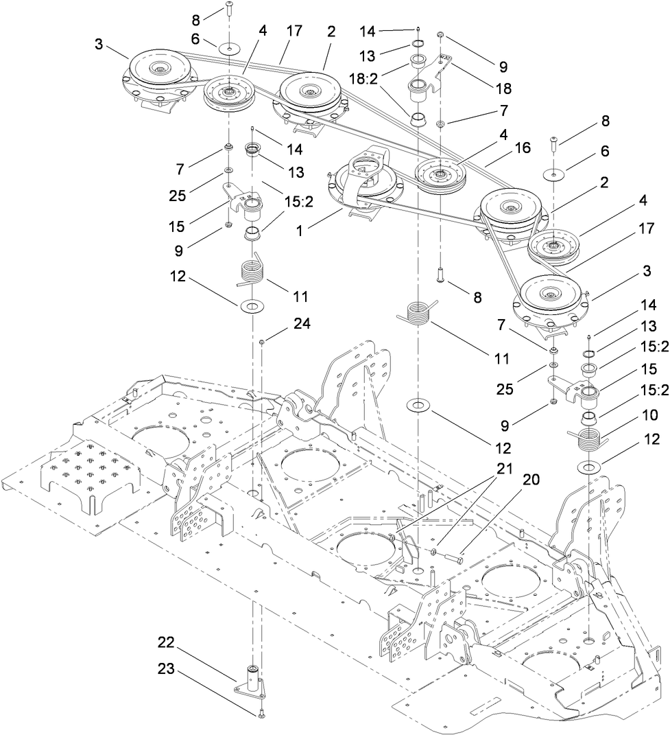 Center Deck Belt and Pulley Assembly