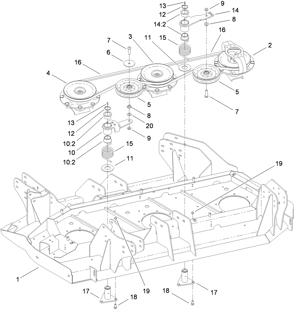 Left Deck Belt and Pulley Assembly