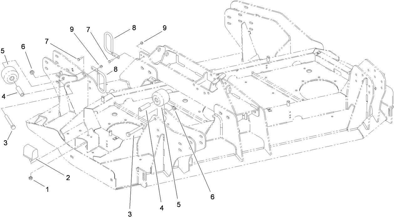 Left Deck Stop and Hose Guide Assembly